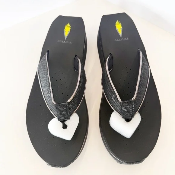 NWT Volatile Black Neville Platform Flip Flops, Size 11 - Picture 4 of 9